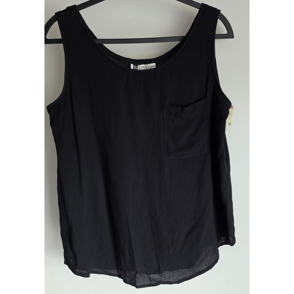 NWT VTG SK & Company Women's Black Tank Top Size 10 Sleeveless Blouse Shirt Cami